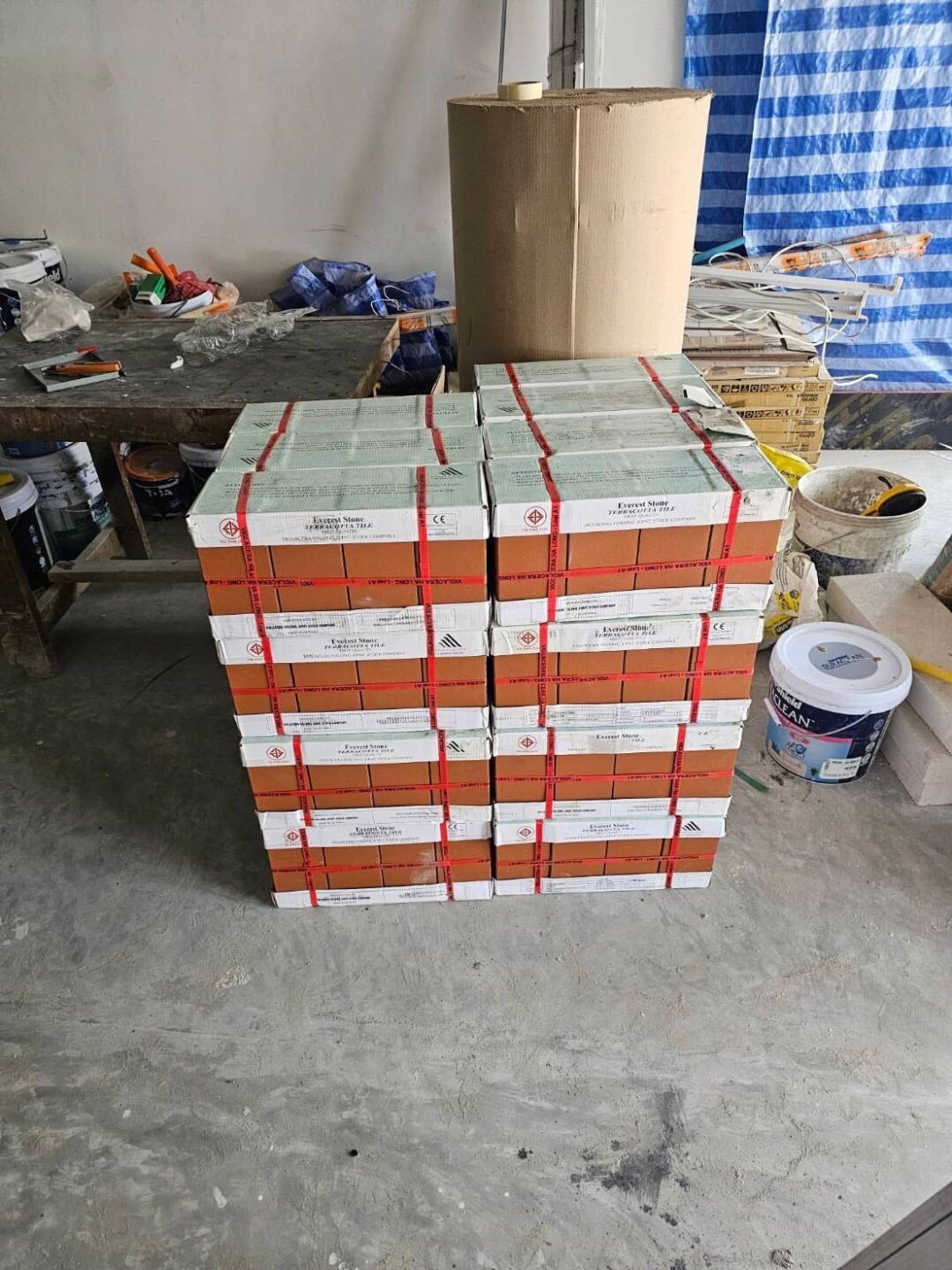 กระเบื้องดินเผา 4x8 สีไลท์เรด หน้างาน บางขุนเทียน กรุงเทพมหานคร